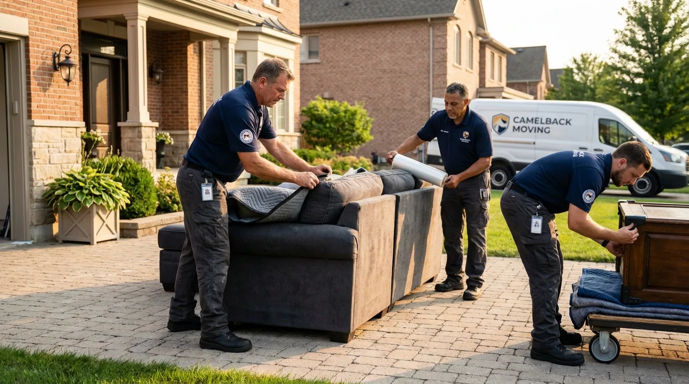 Large estate moving crew wrapping furniture in Cloquet, MN